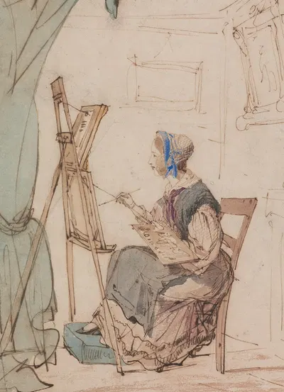 Portrait of a Girl Sketching by Уильям Генри Брук — digital art print download