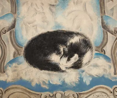 Cat sleeping on an armchair by Sei Koyanagui — digital art print download