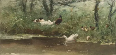 Eenden aan de slootkant by Willem Maris, 1844 - 1910 — digital art print download