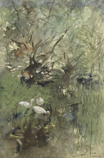 Eenden onder wilgen by Виллем Марис, 1844 - 1910 — digital art print download