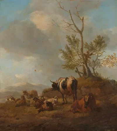 Landscape with Animals by Виллем Ромейн, 1650 - 1694 — digital art print download