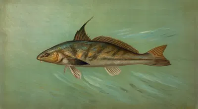 The Weakfish or Squeteague, Cynoscion regale. by John L. Petrie, 1898 — digital art print download