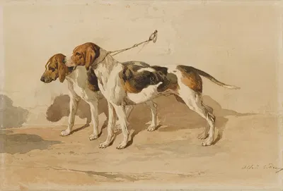 Two beagles by Альфред Де Дрю — digital art print download
