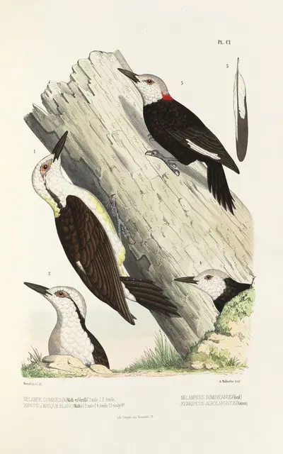 Monographie des picidées pl30 by Alfred Malherbe, 1861-1862 — digital art print download