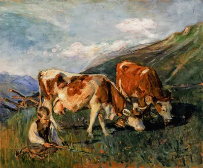 In the high meadow (Dans le haut pâturage en Suisse) by Элизабета Нурс, 1904 — digital art print download