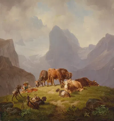 Auf der Alm by Фридрих Вольц, 1843 — digital art print download