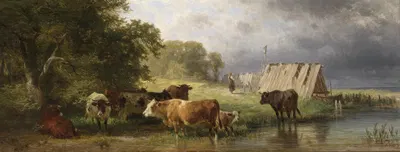 Rast der Kuhherde by Фридрих Вольц, 1873 — digital art print download