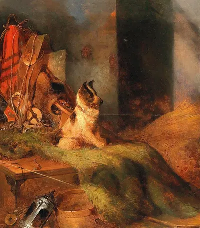 Dog in the Tack Room by Johann Matthias Ranftl — digital art print download