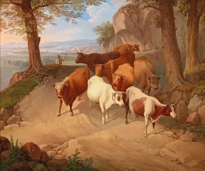 Bringing the Herd down from the Alpine Pastures by Йозеф Фейд — digital art print download