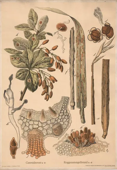 Cereal rust, Rye stem rust by Hermann Springer, 1911 — digital art print download