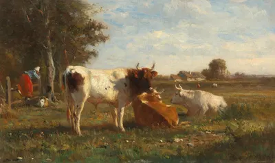Open Landscape with Cows by Отто фон Торен — digital art print download
