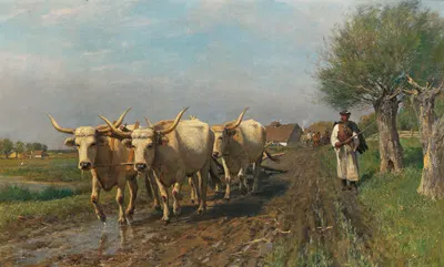 Ungarischer Bauer mit Steppenrindern by Otto von Thoren — digital art print download