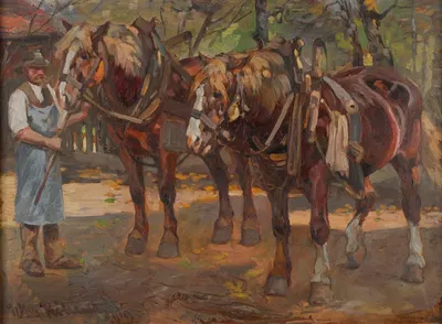 Pferdegespann by Wilhelm Höhnel, 1919 — digital art print download