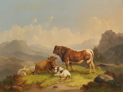 Weidevieh auf der Alm by Wilhelm Melchior — digital art print download