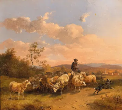 Hirte mit Schafherde by Wilhelm Melchior — digital art print download