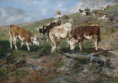 Jungvieh am Klausenpaß by Антон Брайт, 1904 — digital art print download