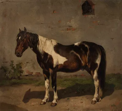 Horse with the barn in the background by Józef Brodowski, 1866 — digital art print download