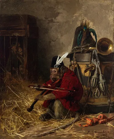 Geigender Affe by Paul Friedrich Meyerheim, 1863 — digital art print download