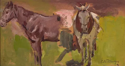 Two horses, sketch by Влодзимеж Тетмайер — digital art print download