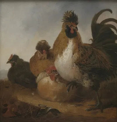 Rooster and Hens Object type by Аельберт Кёйп — digital art print download