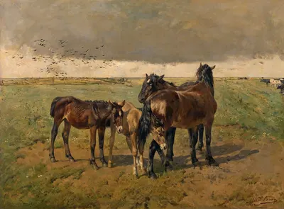 Foals in the Paddock by Alfred Verwee — digital art print download