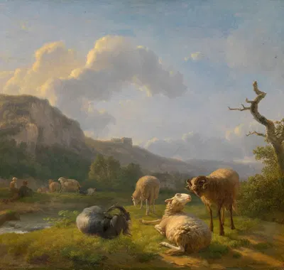 Landscape with Goats and Sheep by Бальтазар Пауль Оммеганк — digital art print download