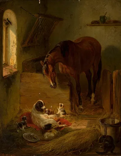 In the barn by Benno Adam, 1846 — digital art print download