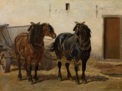A Team of Horses by Charles Tschaggeny, 1855 — digital art print download