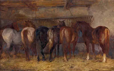 Horses in Stable by Шарль Тшаггени — digital art print download
