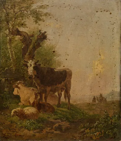 Cows and Sheep by Южен Жозеф Вербокховен — digital art print download
