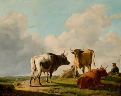 Cows in the pasture by Южен Жозеф Вербокховен — digital art print download