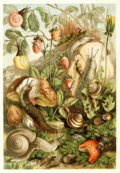 Land molluscs by H. Morin, 1893-1896 — digital art print download