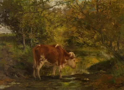 Cow at the Ditch by Ипполит Буленжер, 1864 — digital art print download
