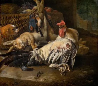 Still Life with Cock by Мельхиор д'Ондекайтер — digital art print download