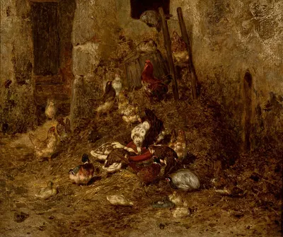 Domestic fowls by Филибер Леон Кутюрье — digital art print download