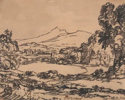 Landscape with a Lake and Distant Mountain by Александр Козенс — digital art print download