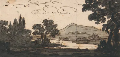 Landscape with Mountain and Lake by Александр Козенс — digital art print download