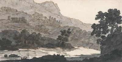 River and Mountain, with Ruins by Александр Козенс — digital art print download
