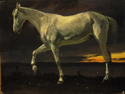 White Horse and Sunset by Albert Bierstadt — digital art print download