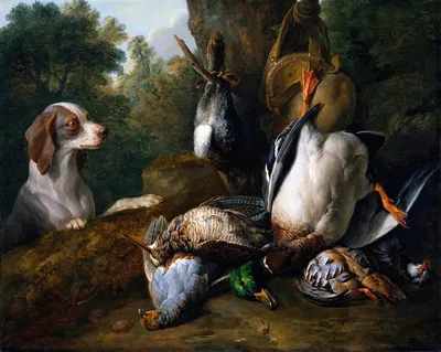 Still Life with Dog and Game by Александр Франсуа Деспор, 1710 — digital art print download