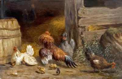 Hühner im Stall by Карл Юц — digital art print download