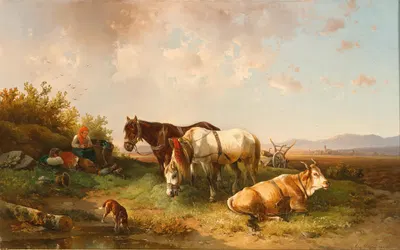 Resting in the Fields, in the Background Perchtoldsdorf by Edmund Mahlknecht — digital art print download