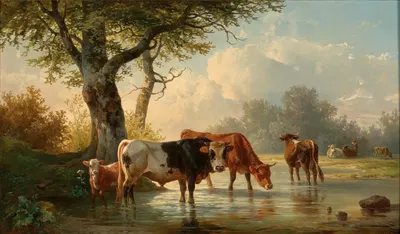 Grazing Cows by the Water by Edmund Mahlknecht — digital art print download