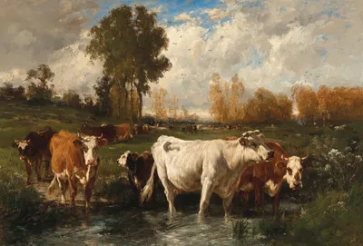 Cows in a Meadow by Эмиль ван Марке — digital art print download