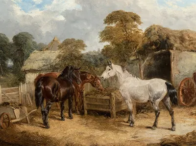Horses feeding by John Frederick Herring Jr. — digital art print download