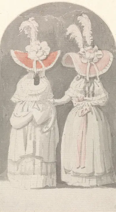 Two Ladies Wearing Extravagant Plumed Hats by Anthony Highmore — digital art print download