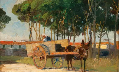 A Donkey Cart in a Southern Landscape by Marie Egner — digital art print download