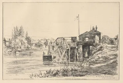 On the Banks of the Thames by Arthur Evershed, 1876 — digital art print download