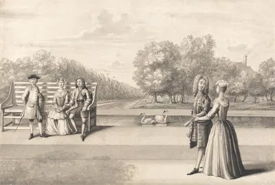 Figures on Bank of the Long Water, Hampton Court Palace by Бернард Ленс III — digital art print download