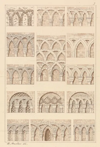 Arcades: of Interlaced Mouldings by C. Hacker, 1830 — digital art print download
